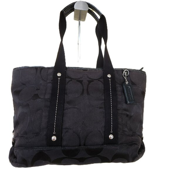 Euc Coach Kyra Signature Black Satchel Handbag Purse - Picture 1 of 13